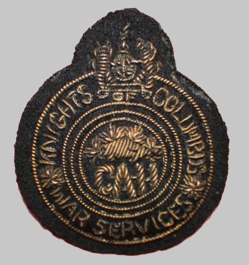 Wire embroidered cap badge for the Knights of Columbus. Courtesy Marway Militaria