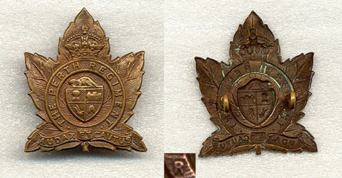 Cap badge made by Roden Bros. The vast majority of cap badges do not have a maker mark on them. In addition to Scully Ltd, it is known that Roden Bros also manufactured badges for the unit. Badges made by Roden Bros can be distinguished by a small “R” found on the back of the badges.
