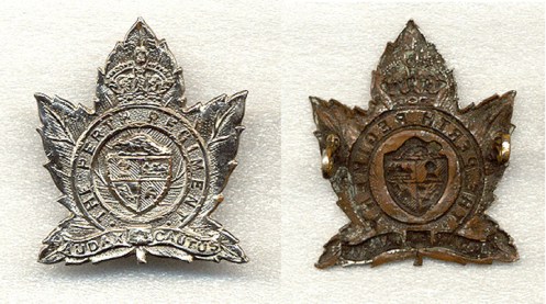 While not a true variant, a number of badges were plated when the unit was in Italy to give them a high shine finish. Unlike some units that plated badges for the use of their regimental band, these badges were altered against regimental regulations. An entry in the regimental diary dated Jun 27 1944 noted that “the silvering of cap badges will cease and personnel presently with white badges will polish them clean immediately”