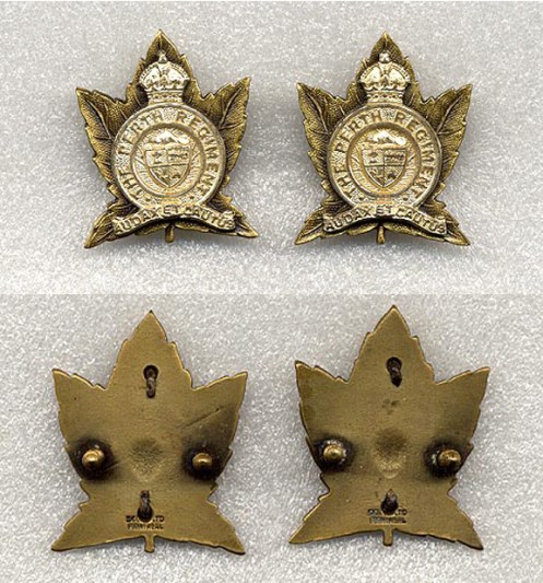 Officers’ Collar badges. Scully manufactured frosted silver and gilt collar badges. Screw post backed.
