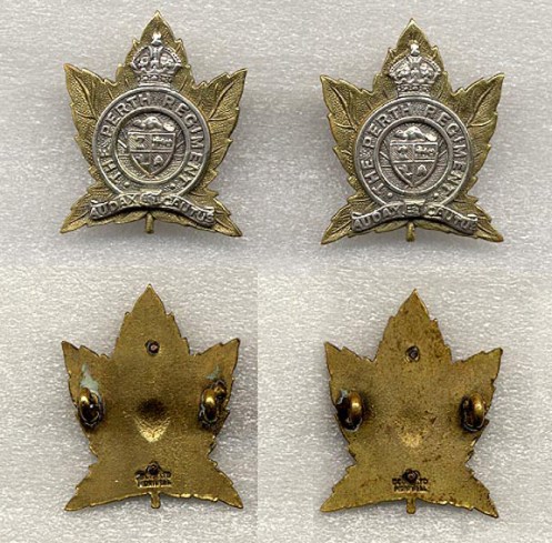 Officers’ Collar badges. Solid back 2 piece silver and gilt similar in manufacture to the officers’ cap badge. Lug backed