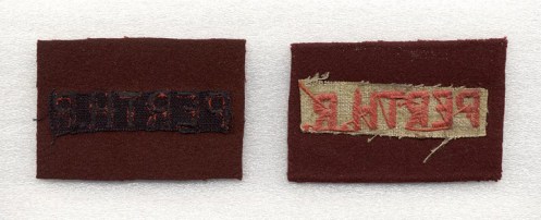 Details of the reverse of the distinguishing patches