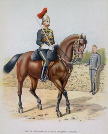 The details of the uniform can be clearly seen in this print by Henry Richard S. Bunnett (1845-1910), a British artist who resided in Canada from 1885 to 1889.