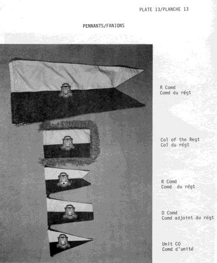 From the Canadian Airborne Regiment's Standing Orders. The selection of pennants available to various officers of the Regiment.