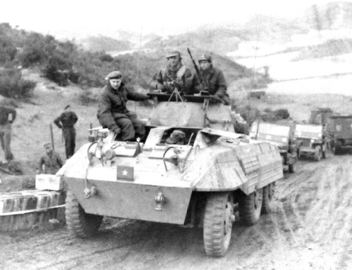 The US pattern general officer rank 'star' used by Brigadier Rockingham on his M8 Greyhound, in Korea.