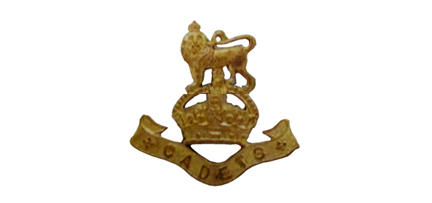 An example of the "King's Cadet" badge, shown here in gilt. Image courtesy Peter Brydon.