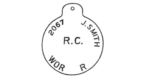 The second pattern ID disc disposed of the rank as well as the smaller characters for both rank and Regiment - which required a second set of smaller stamps.
