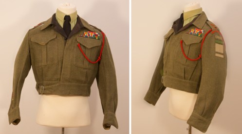 Battledress of the Commanding Officer of the Occupation force, Lt. Col.  J. N. Medhurst OBE ED 4th Bn, QOR of C (CAOF) 8 June 1945 – 25 December 1945. 