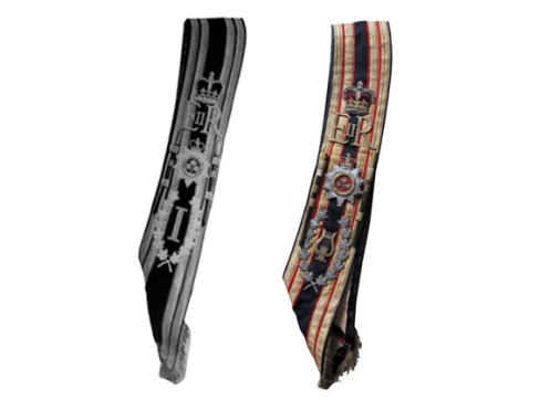 Left, Baldric of the 1st Battalion. Right, Baldric of the Regimental Depot (author's collection)