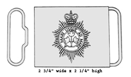 Proposed belt buckle. The size was fond too mall to properly cover the gap between the doublet and the kilt and was made larger in 1959.