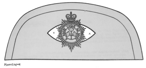 army Headquarters drawing of the suggested cantle. The whole item, as with other badges and distinctions, were to be of polished white metal.