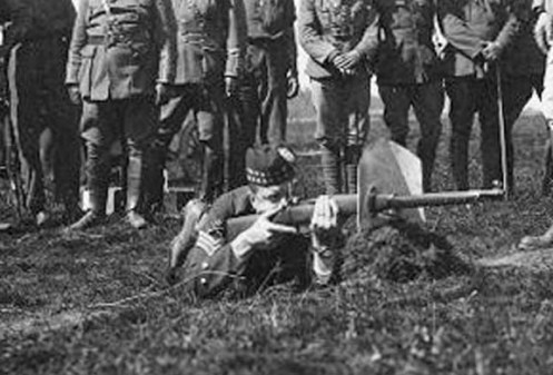 Demonstrating the MacAdeam to the Minister of Defence and Staff officers at Connaught Range, Ottawa.