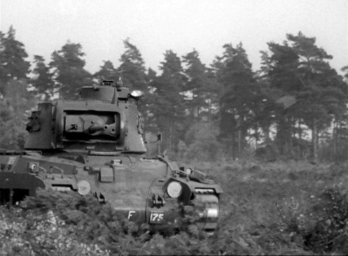 Front view of T10253, a Mark IIA* Matilda III, during a ‘Tank Hunting’ demonstration with a platoon of the 3rd Canadian Divisional Infantry Reinforcement Unit, in the vicinity of Headley, Hampshire, on 9 October 1941. Source: authors’ collection.