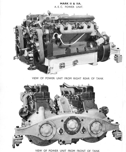 View of the twin AEC 6-cylinder diesel engines that were used in the Mark IIA Matilda II, as used by the Canadian Army Overseas. Source: authors’ collection.