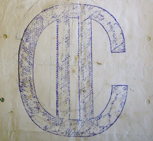 Official drawing of the 2nd Canadian Division's "C-Two" mark. This copied the division's battle patch as worn by officers.