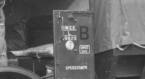 A close-up of the Vulcan. The marking shows the truck belongs to the Mechanized Wheeled Experimental Establishment and was the 19,825th vehicle purchased. MilArt photo archives