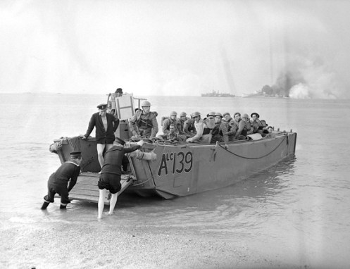 Final exercise prior to assault landing at Dieppe. Note the early style of naming. Library and Archives, MIKAN 4341223
