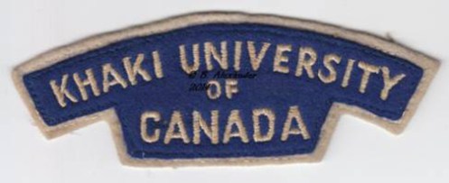 The Khaki University of Canada embroidered shoulder title. Author’s collection. 