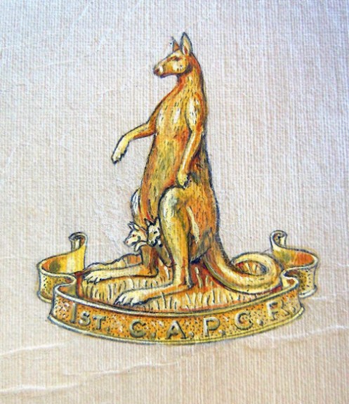 Scully artwork of the initial badge proposal. The inclusion of the two 'joeys' were not supported by HQ.