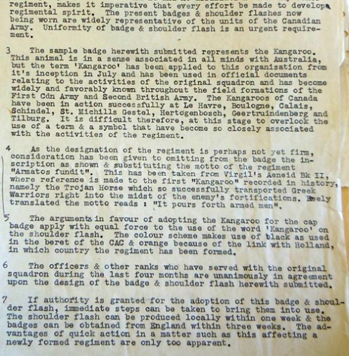 Lt-Colonel Churchill's justification for badges. 