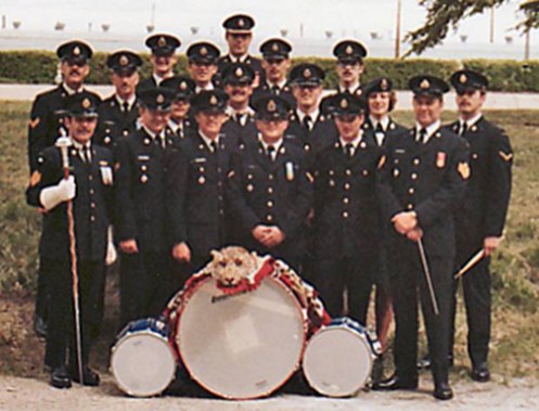 The 1 Service Battalion band. This unauthorised band is shown at Wainwright, Alberta, circa 1980.