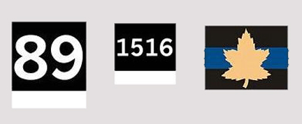 Artistic illustrations of the ‘Arm of Service’ markings for No. 17 Canadian Light Field Ambulance, Royal Canadian Army Medical Corps, and on the right, an example of the ‘Formation Sign’ used by all component units of the 2nd Canadian Armoured Brigade (Independent), as described in the text. Source: author