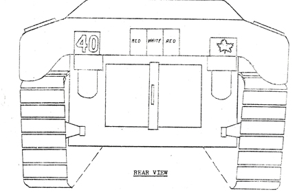 An illustration of the ‘Arm of Service’ marking applied in a prominent position on the left of the rear hull plate, and of the ‘Formation Sign’ applied in a prominent position on the right of the rear hull plate, as described in the text. Source: authors’ collection