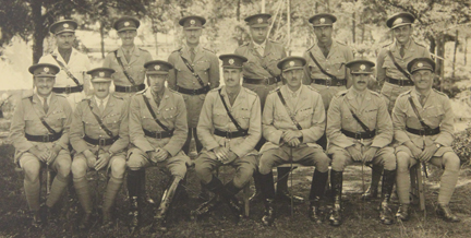 An undated, post First World War photo of a group of officers of The RCR. Most officers are clearly shown with a swagger stick. Ca. 1928. Courtesy Michael O'Leary