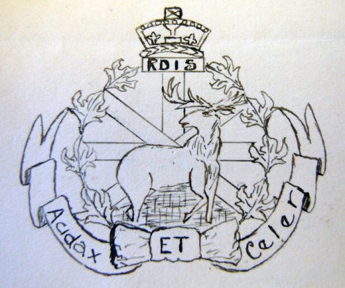 Hand drawing of the badge from the Archives files.