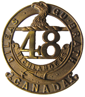 48th Highlanders badge with "Canada" scroll. Courtesy Mark Passmore 
