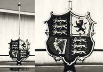 The Royal shield and the Royal standard's chrome staff.