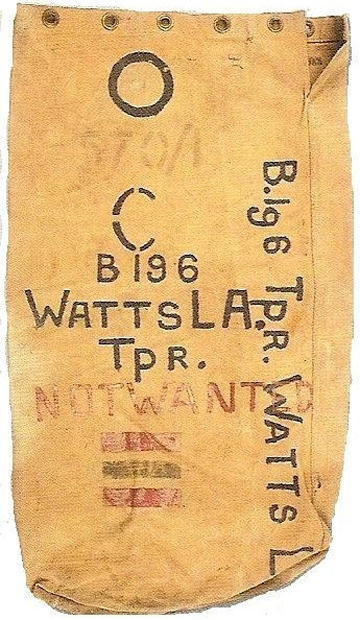 The number ‘570/1’ identifies the kitbag owner as a member of the 1st Canadian Armoured Car Regiment (Royal Canadian Dragoons). Source: Authors’ image file