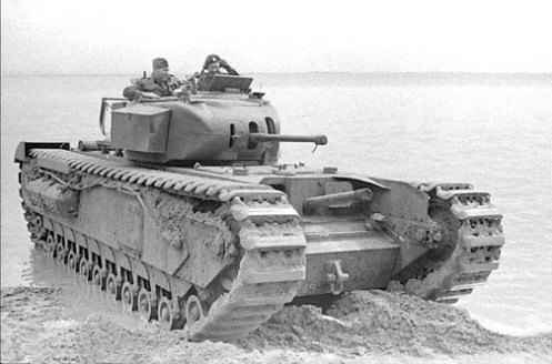 A Churchill Mark I of the Calgary Regiment, note the Mark I’s cast one-piece turret and the absence a mantlet. Source: MilArt photo archives.