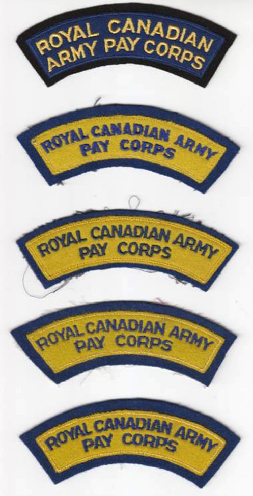 Post war through unification R.C.A.P.C. titles. 1948 pattern at top, 1950 pattern titles below. Author’s collection.