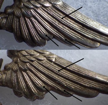 1) examples of line etching in wing
