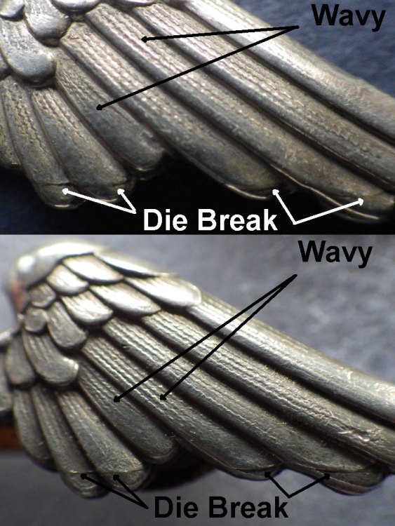 2) examples of wavy etching in wing