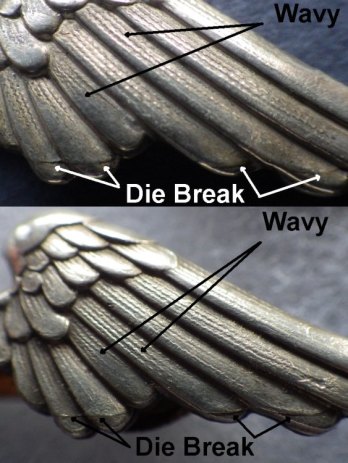 2) examples of wavy etching in wing